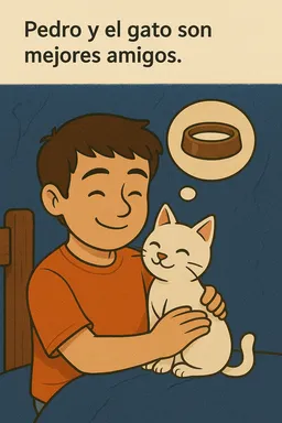 Pedro y el gato son mejores amigos.
